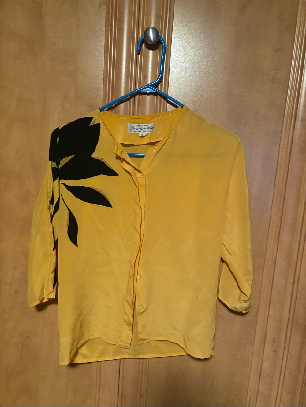 Vintage 100% silk blouse with botanical design